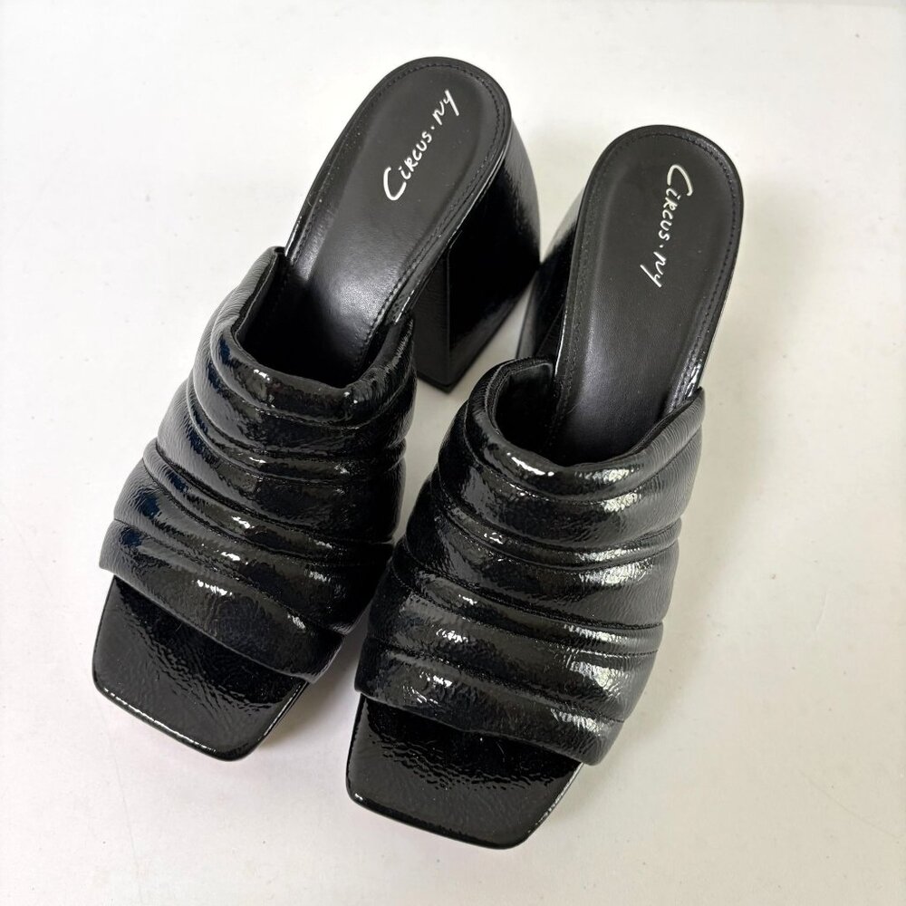 Circus Sam Edelman Marlie Platform Block Heel‎ Sandals Size 9.5 M Black Patent